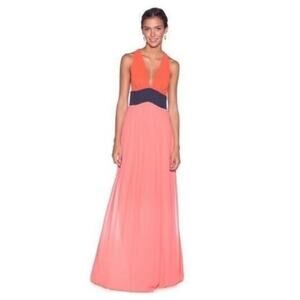 BCBGMAXAZRIA Colorblock Halter Maxi Dress – Size Small – Excellent Condition